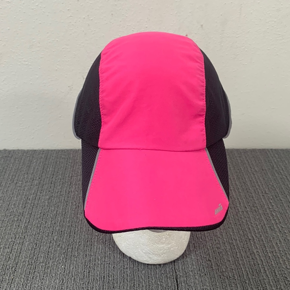 Avia Sports Cap Womens One Size Pink Black Mesh Side Panels Adjustable Strapback